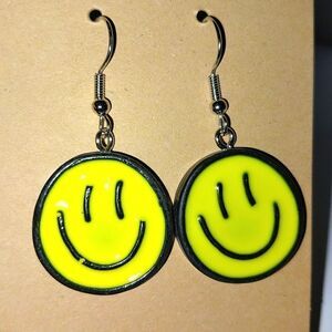 Hand crafted smiley face dingle earrings